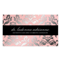 311 Ladonna Damask Powder Pink Business Card Templates