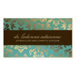 311 Ladonna Damask Teal Metallic Business Card Template