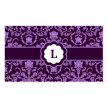 311-Lauren Damask Monogram | Purple Business Card Templates