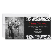 311-Lavish Damask Christmas Photo Picture Card