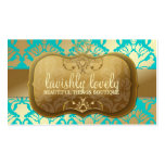311 Lavish Golden Damask Shimmer Turquoise Business Cards