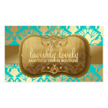 311 Lavish Golden Damask Shimmer Turquoise Business Cards