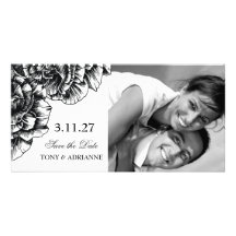 311-Le Plush Fleur - Black et White Save the Date Photo Greeting Card
