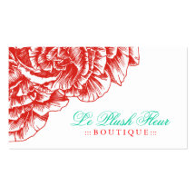 311-Le Plush Fleur - Rouge & Turquoise Business Cards