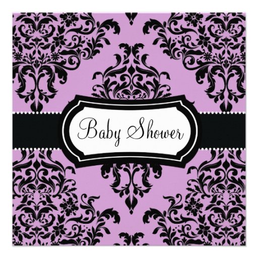 311 Lovey Dovey Damask Baby Shower Lilac Invitations