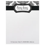 311 Lovey Dovey Damask Black White Letterhead Template