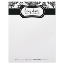 311 Lovey Dovey Damask Black White Letterhead Template
