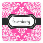 311 Lovey Dovey Damask Sticker Hot Pink