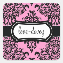 311 Lovey Dovey Damask Sticker Pink