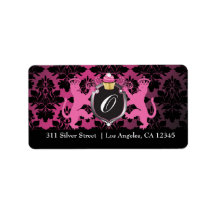 311 Luxe Lion Heraldry Pink Cupcake Custom Address Label