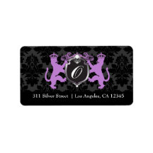 311 Luxe Lion Heraldry Purple Address Label