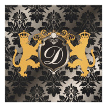 311 Luxe Lion Heraldry Yellow 16th, 21, 30, 40, 50 Invites