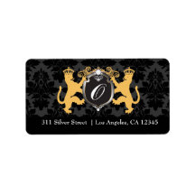 311 Luxe Lion Heraldry Yellow Address Label