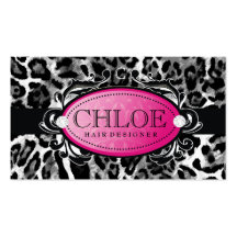 311-Luxuriously Leopard Damask Monogram Business Card