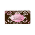 311-Luxuriously Pink N Brown Damask Label