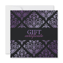 311-Luxuriously Purple Damask Gift Certificate Invite