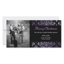311-Luxuriously Purple Damask Photo Card