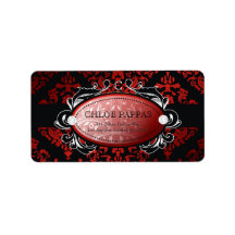 311-Luxuriously Red Liquorice Damask Label