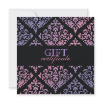 311-Luxuriously Turquoise Lime  Damask Certificate Personalized Invite