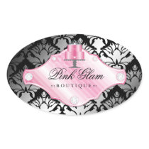 311 Luxury Cakes Damask Shimmer Oval Stickers