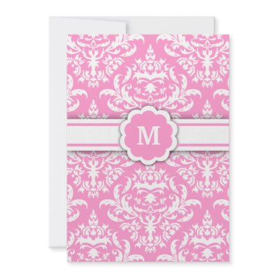 311-Marissa Monogram Damask Pink Custom Announcements by Jill311