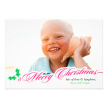 311-Merry Christmas with Holly Personalized Announcements