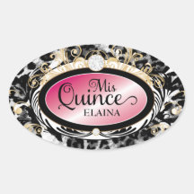 311 Mis Quince Customizable Pink Red Oval Sticker