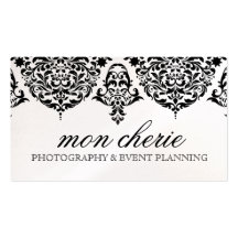 311 Mon Cherie Damask Black Business Card