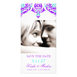 311 Mon Cherie Damask Plum Aqua Photo Greeting Card