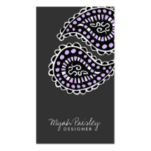 311-Myah Paisley Lavender Grey Business Card Template