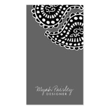 311-Myah Paisley Solid | Grey Business Card Template