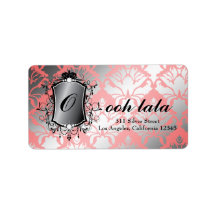 311 Ooh La La Coral Damask Labels