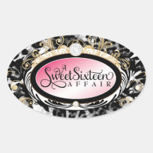 311 Opulent Gold Leoopard Pink Oval Stickers