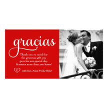 311 Ornate Gracias Photo Card Heart Red