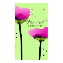311-PASSIONATE POPPY | LIME GREEN BUSINESS CARD