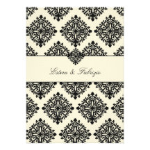 311-Phoebe Cream & Black Damask Invitation