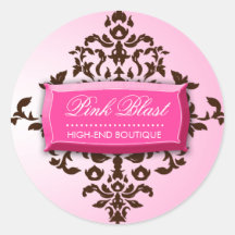 311-Pink Blast #2 Chocolate Brown Damask Stickers