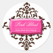 311-Pink Blast #2 Chocolate Brown Damask Stickers