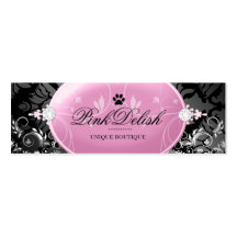 311-Pink Delish with Paw Monogram | Noir 3.5 x 2.5 Business Cards