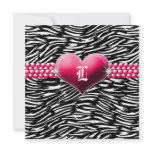 311-Pink Glam Heart Monogram | Black Personalized Invite