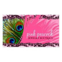 311 Pink Peacock Lace Business Card Templates