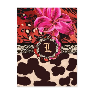 311-PINK WILD LILY LEOPARD INVITATION POSTCARD by Jill311