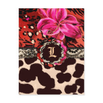 311-PINK WILD LILY LEOPARD INVITATION POSTCARD
