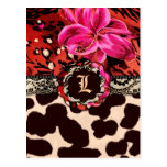 311-PINK WILD LILY LEOPARD INVITATION POSTCARD