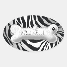 311 Posh Pooch "silver" Zebra Oval Sticker