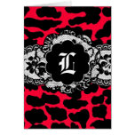 311-Racy Red Leopard Lace Thank U Card