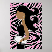 311 Rugby Fashionista Bling Pink Zebra Poster