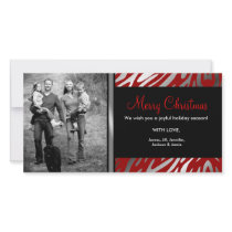 311-Shimmer Zebra Christmas Photo Red Photo Cards