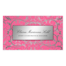 311-Silver devinent le rose succulent de | Cartes De Visite Professionnelles