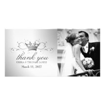311-SilverDivine Crown | Faux Silver Thank You Personalized Photo Card